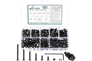 WUJIAQIU 436 Pcs M3 Juego de Tornillos y Tuercas y Arandelas, Tornillos de Cabeza Hueca Hexagonal Cilíndrico, Métricos Tornillería Tornillos Cabeza Hexagonales Redonda para Reparación Máquinas, Negro