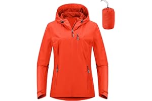 Outdoor Ventures Damska kurtka przeciwdeszczowa, 10000 mm, wodoszczelna, lekka, z podszewką, do pakowania, kurtka sportowa, funkcyjna, oddychająca kurtka rowerowa z kapturem