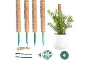 FALSKT 4 Pezzi 42CM Sostegno per Piante, Palo per Piante Rampicanti in Fibra di Cocco, Moss Pole Sovrapposte, Bastone di Muschio, per Piante Rampicanti in Vaso da Interno