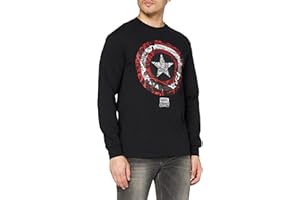 MARVEL PRESS Marvel Men's Captain America Ca Comic Shield T-Shirt