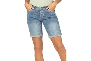 Sublevel Damen Jeans Bermuda-Shorts mit Denim Aufschlag