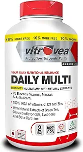 Vitrovea DAILY-MULTI IMMUNITY Multivitamin for Women & Men w/Antioxidants, Green Tea, Beta-Carotene & Lycopene (132 Softgels)