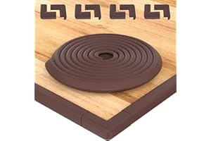 Hoffenbach Protector de Espuma para Bordes del bebé - 6,2m Protector de Borde de Mesa, 8X Protector de Esquinas (Marrón)