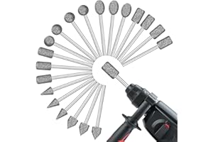 CJMUQHEHH 20 Stück Diamant Fräser Set, Diamant Frässtifte Schleifstifte Kompatibel pour Dremel, Polier und Zubehörset, 1/8 Zoll Schaft Diamantfräser, Rotationswerkzeug Kit für Gravieren, Keramik