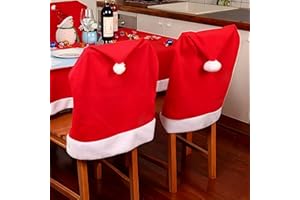 Hollylife 6 Pcs Christmas Chair Covers Santa Claus Hat Chair Back Cover Non-Woven Red Hat Dining Chair Christmas Dining Room Kitchen Party Decoration Holiday Accessories Suitable for Family Ornament