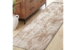 Jyswx Wohnzimmer Teppich Läufer – Waschbarer Rutschfester Fluffy Shaggy Teppich, Weicher Kuscheliger Teppich für Schlafzimmer, Kinderzimmer, Flur und Wohnzimmer, 60x250cm, Kaki Gefärbt