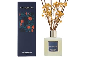 COCORRÍNA Diffuseur Parfum Maison, Cèdre Orange Doux 200ml avec Diffuseur Bâtonnets diffuseur de Parfum, Batonnets Diffuseur Parfum, Reed Diffuseur pour Salle de Bain étagère décoration