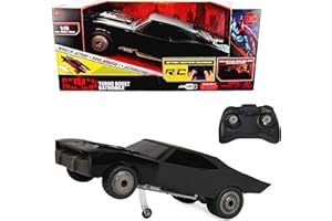 DC COMICS Batman - Coche TELEDIRIGIDO BATMÓVIL Turbo Boost - PELÍCULA The Batman - Coche RC Batman Escala 1:15-2,4GHZ Distancia 60 m - 6061300 - Juguete Niños 4 años +