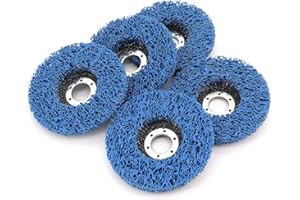 DingGreat 5Pcs Paint Removal Grinding Wheel, 115 x 22mm Poly Strip Abrasive Disc Rust Paint Remover Cleaning Grinding Wheel for Angle Grinder Clean and Remove Paint Coating Rust Welds Oxidation -Blue