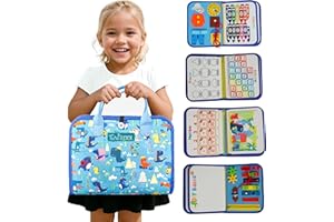 TUNJILOOL Montessori Busy Board - Libro de Actividades sensoriales 8-en-1 con páginas Desmontables, Ideal para Viajes, Desarrollo de destrezas motoras Finas y educación Preescolar