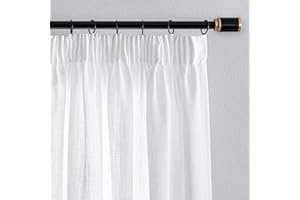 MYSKY HOME Cortinas y cortinas de salón con cinta fruncida, juego de 2 cortinas semitransparentes, aspecto de lino, cortinas para habitación infantil, 235 x 140 cm, color blanco