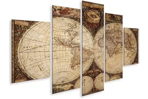 islandburner Tableau sur toile Carte du vieux monde vintage Cadre Affiche Poster Murale Tableaux