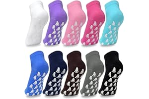 Kevaler 10 Paia Calzini Yoga Donna Antiscivolo Donna Calze Pilates Caviglia con Puntini in Gomma per Fitness Danza Pilates Sport