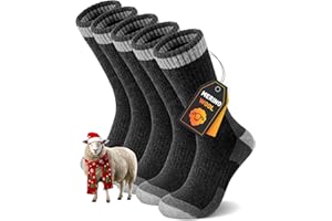 YUTYTH 5 Pairs Merino Wool Socks Mens, Winter Thick Thermal Wool Socks, Cosy Warm Hiking Socks Suitable for Outdoor Sports UK Size 7-11