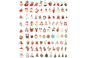 AIEX Breloques de Noël, Breloque en Émail de Noël en Vrac Bonhomme de Neige Élan Divers Motifs pour Fabrication de Bijoux Boucles d'Oreilles Bricolage Collier Bracelet Artisanat