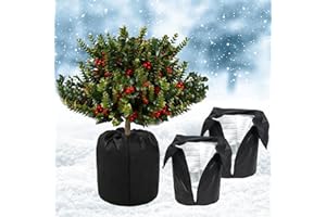 songyea 2 Stück Topfschutz Pflanzen, Frostschutzbeutel für Topfpflanzen, Winter Topfschutz mit Aluminiumfolie, Reißverschluss & Kordelzug (65×70cm, Schwarz)