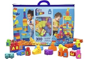 MEGA BRANDS MEGA Bloks Bolsa Extra Grande 300 Bloques de construcción de Colores, Juguete +1 año (Mattel HHM97)