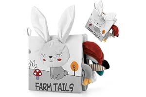 SIRECAL PROACC Baby Books 0-6 Months, Soft Crinkle Cloth High Contrast Sensory Books for Babies, Newborn Touch Feel Activity Early Development Toy Infant 0 3 6 12 Months Boy Girl Shower Gifts (Rabbit)