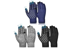 ‎AOPOW AOPOW Winterhandschuhe Handschuhe Kinder Touchscreen - Verdicken Fausthandschuhe Warme Kinderhandschuhe Winddichte Rutsch Skihandschuhe für Outdoor Sport Fahrrad Junge Mädch & 3 paa