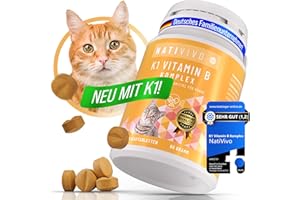 NatiVivo K1 Vitamin B Komplex Katze – hochdosierte Hunde Vitamine mit Vitamin B1, B12 & Folsäure Vitamine für Katzen 120 Premium Tabletten Made in Germany