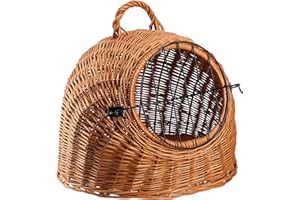 KADAX Transporter wiklinowy dla kota 40x49cm, drzwiczki z zamknięciem, wygodny uchwyt, bezpieczne przewożenie i odpoczynek małych zwierząt w domu i w podróży