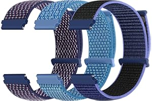 Yunshare Nylonowa bransoletka 18 mm, 20 mm, 22 mm, szybkie zapięcie, nylonowa, sportowa pętla, regulowana, oddychająca, dla kobiet i mężczyzn, 3 sztuki