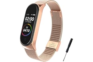 BDIG Bracelet Compatible pour Xiaomi Mi band 6 & Mi band 5, Metal Bracelet Ajustable en Acier Inoxydable Watch Bracelet de Remplacement pour Mi Band 4/5/6