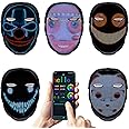 KKTECT LED Mask Halloween Mask with App Control Shining Mask Scary Mask DIY Patterns Rhythm Mask Induction Switch Mask for Parties Purge Mask Carnival Gift Halloween costume Mask Masquerade masks