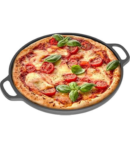 Accessoire de cuisson pour four Nutrichef Plat à Pizza Antiadhésif - - Plat Rond en Acier Perforé avec Poignée en Silicone - Noir