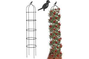 LYFETC 205cm Obelisk Trellis for Climbing Plants,Heighten Metal Garden Trellis,Plant Support for Climbing Vines,Flowers Stands,Thickened Tube Black Plant Tower,Rustproof Garden Obelisk for Outdoor Indoor