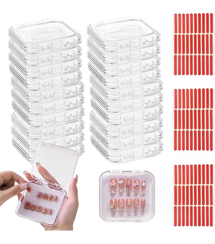 4er Set Aufbewahrungsboxen Für Drucknägel – Klare Mini-Boxen Mit Deckel & Klebeband, Pink/weiß