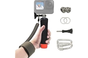 FitStill Waterproof Monopod Floating Hand Grip+Steel cored Safety Wrist Strap rope for Go Pro Hero 13/12/11/10/9/8/7/6/5/4k/max, DJI Osmo Action 5pro/4/3/2/1 Snorkeling Underwater Diving Selfie Stick