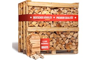 Kaminholz Breuer Brennholz Buche Palette 1RM 25 cm - kammergetrocknet, sauber & schädlingsfrei - Feuerholz 20% Restfeuchte für Kamin, Grill, Ofen, Feuerschale - Buchenholz Raummeter mit Lieferung