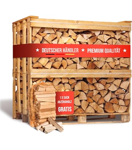 Buchen-Brennholz 1,6 SRM – 33 Cm Scheitlänge, PEFC-zertifiziert, Trocken, Für Kamin & Feuerstelle