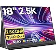 HONGO Portable Monitor 2.5K 18" 2560x1600P Laptop Monitor Screen IPS 100% sRGB, Extender Monitor with Speakers & HDMI/USB Type C Port, Second Screen for Laptop/PC/Mac/Phone/PS345/X-BO with Smart Case