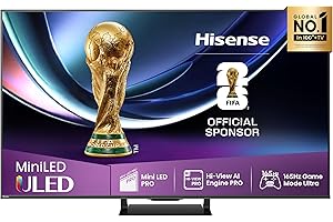 Hisense TV 55" Mini-LED 165Hz 4K 2025 55U72Q PRO, Smart TV VIDAA U9 con 1000+APP, Dolby Vision IQ, HDR 10+ Adaptive, 165Hz Game Mode Ultra, Dolby Atmos 2.1.2 con Subwoofer, Alexa Built-in, 55''