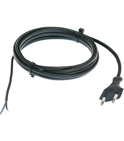Meister Euro-voedingskabel met schakelaar - 2 meter - zwart - 3 stuks in praktische set - kunststof kabel H03VVH2-F2X0,75-2 aders - IP20 / aansluitkabel met eurostekker/aansluitkabel / 7442570