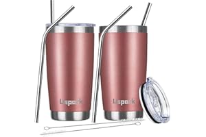 UsparkMC 20oz 550ml Tumbler Bulk Stainless Steel with Lid and Straw,Double Wall Vacuum Insulated Coffee Travel Mug for Hot & Cold,Reusable Cup,BPA Free,2pack