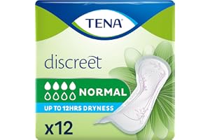 TENA diskreta inkontinensdynor, normal (12 stycken) | För kvinnor som upplever svaghet i medelblåsen, trippelskydd mot läckor, lukt och fukt, långvarig torrhet
