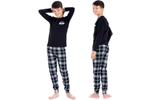 LOREZA ® Jungen Schlafanzug Hausanzug Langarm 100% Baumwolle Interlock kariert warm