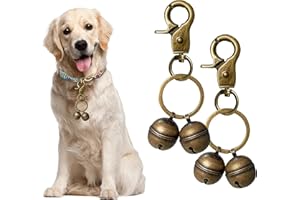 WHIMSII Cat & Dog Collar Bell, Pack of 2, Extra Loud Dog Bell for Pet Tracking & Saving Wildlife, Birds, Durable Iron Split Ring & Lobster Bell Clip (Bronze, 2 Pack)