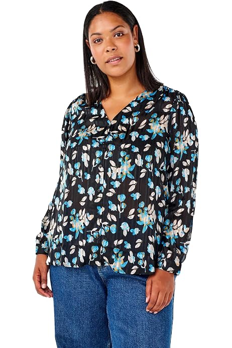 Zizzi Bluse Für Große Größen – Viskose, Lange Ärmel Mit Häkeldetail & Schlüssellochverschluss