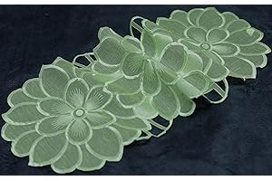 AUDE HOME Deckchen Läufer 30x70 cm oval Bestickt Apfelgrün Läufer für kommode (30x70 cm oval)