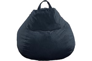 bananair - Bean Bag Chair for Adults & Kids - Soft & Elegant Corduroy Fabric - Comfortable Foam Filling - Removable & Washable Cover - Practical Bean Bags, Easy to Transport (80x70 cm, Dark Blue)
