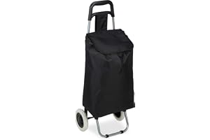 Relaxdays hopfällbar shoppingvagn, avtagbar väska 28 L, med hjul HxBxD: 92,5 x 42 x 28 cm