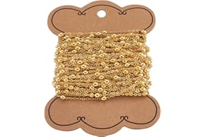 BB BEADTHOVEN Beadthoven - Catene forzatine dorate con palline rotonde alternate, in ottone, per la creazione di bigiotteria, bobina da 10 m