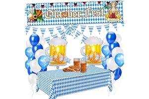 SOPALMY Oktoberfest Deko Set, Oktoberfest Ballon Dekoration | Bayrisch Dekoration + 1x Oktoberfest Banner + 10m Wimpel Girlande + 30 Luftballons + 2x Folienluftballons + Oktoberfest Tischdecke