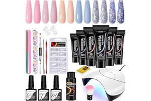 Kit Unghie Gel Completo con Lampada U V/Led VANREESA 6 Colori Set Unghie Gel Ricostruzione Kit Ricostruzione Unghie con Matt Top Base Coat per Principianti