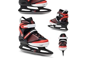 ATTABO Verstellbar Schlittschuhe Kinder und Jugendliche 26-41 EU Eislauf-Schlittschuhe mit 5-stufige Größenverstellung Eislaufschuhe Bequeme warme Eishockey Schlittschuhe mit Edelstahlkufen