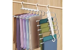 GUHAOOL 6 in 1 Grucce Pantaloni, 2 Pezzi Grucce Pantaloni Salvaspazio, Appendiabiti per Pantaloni Magici, Appendini Portatili Multifunzionali per Pantaloni, Sciarpe, Jeans, Asciugamani, Bianco